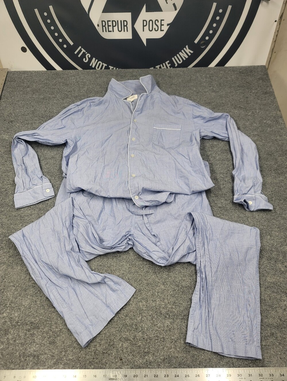 J Crew Men's Pajama Set Long Sleeve Button Up With Pants Size Large